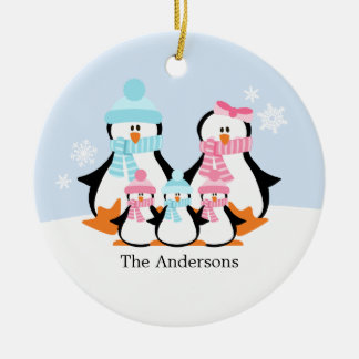 Ornamentos de familia de pingüinos