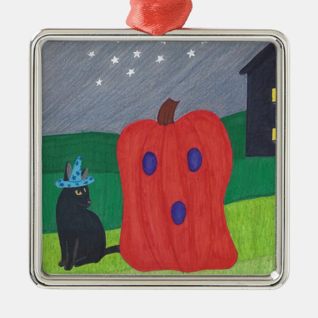 Ornamentos de Halloween con gafas de calabaza y ma (Frente)