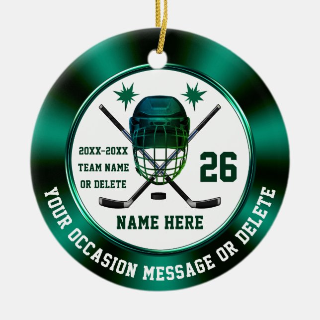 Ornamentos de hockey personalizados para jugadores (Frente)