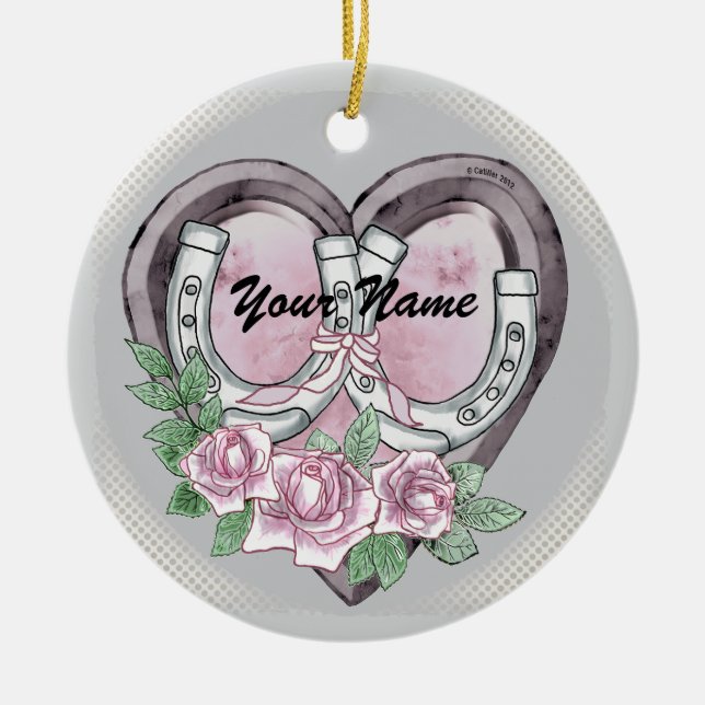 Ornamentos de Horseshoe Hearts (Frente)