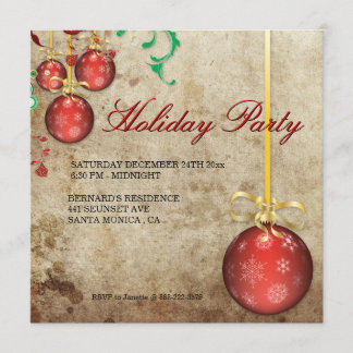 Ornamentos de invitación de fiesta de Navidades