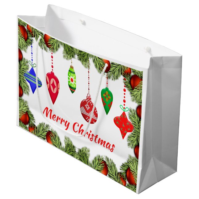 Ornamentos de Navidad antiguos con bolsa de regalo (Angulo Anverso)