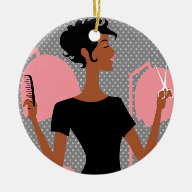 Ornamentos de Navidad cerámicos de diseño de pelo (Frente)