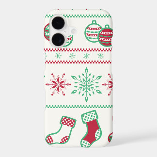 Ornamentos de Navidad, copos de nieve y medias