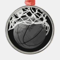 Ornamentos de Navidad de Baloncesto Blanco y Negro