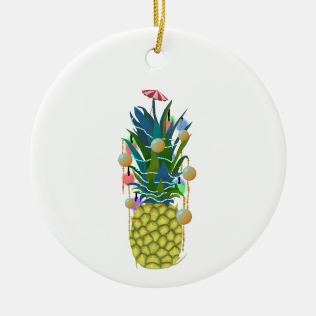 Ornamentos de Navidad de la piña de vacaciones tro (Frente)