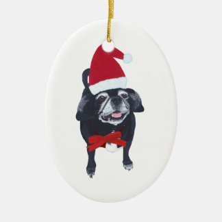 Ornamentos de Navidad de perro de Santa Pug