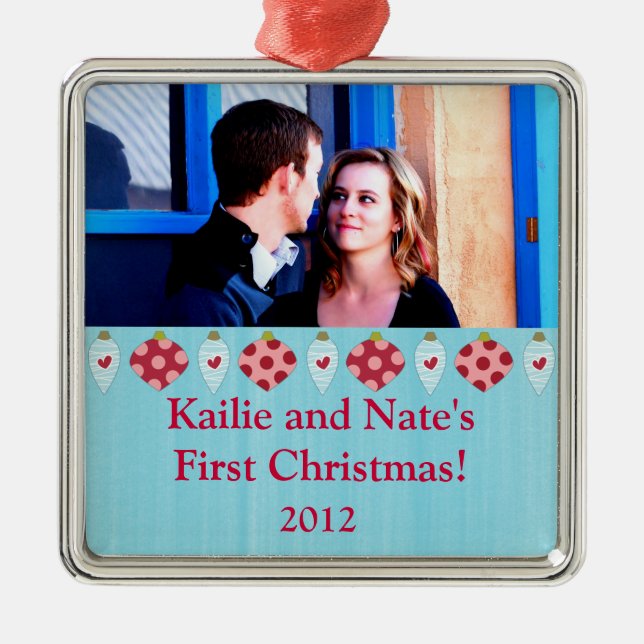 Ornamentos de Navidad de Polka Dot Personalizado p (Frente)