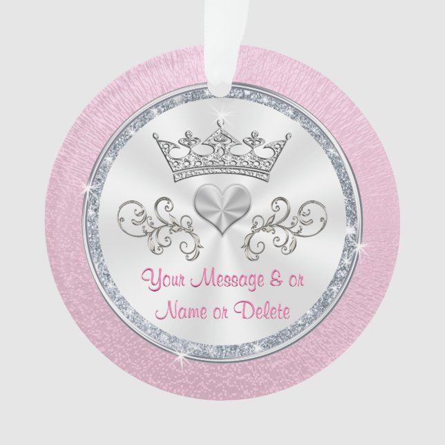 Ornamentos de Navidad de Princesa Personalizada, T (Anverso)