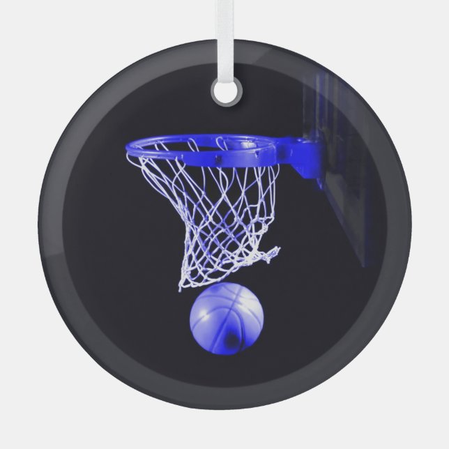 Ornamentos de Navidad del Baloncesto Azul (Anverso)