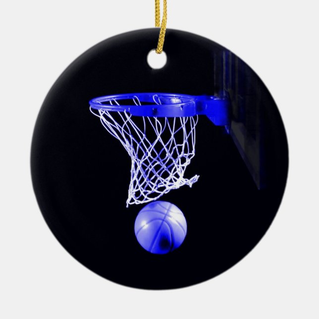 Ornamentos de Navidad del Baloncesto Azul (Frente)