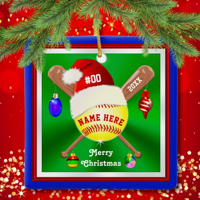 Ornamentos de Navidad personalizados de tipo Cute  (Softball Christmas Tree Ornaments. Nice, Christmas Gifts for Softball Players, Softball Coach Gifts.)