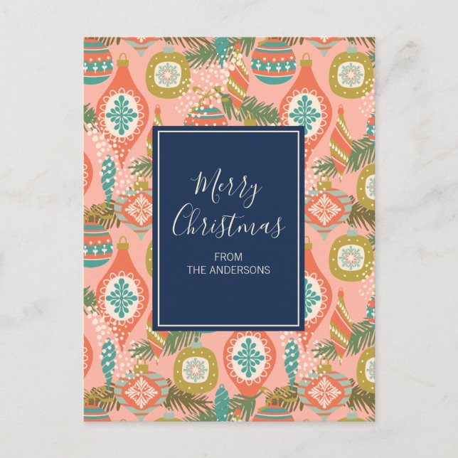 Ornamentos de Navidad Retro coloridos (Anverso)