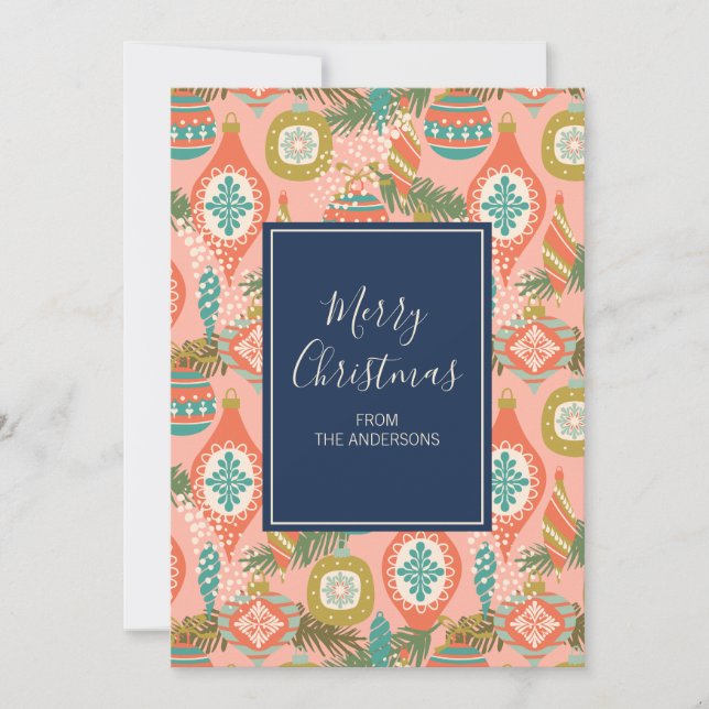 Ornamentos de Navidad Retro coloridos (Anverso)