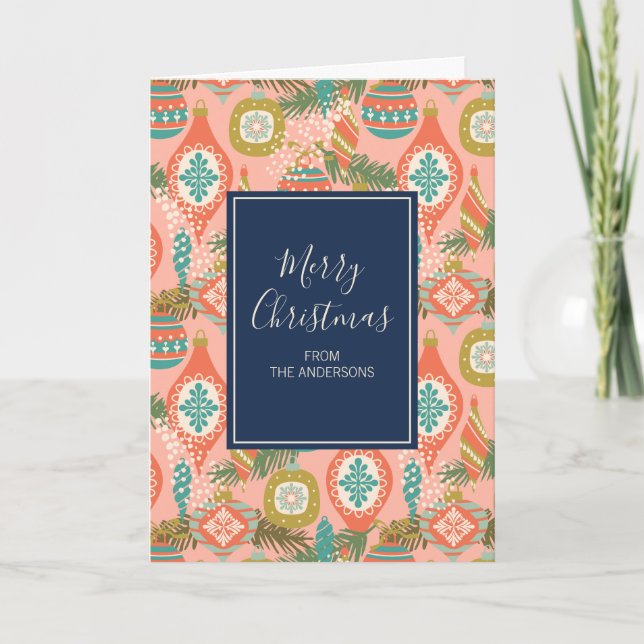 Ornamentos de Navidad Retro coloridos (Anverso)