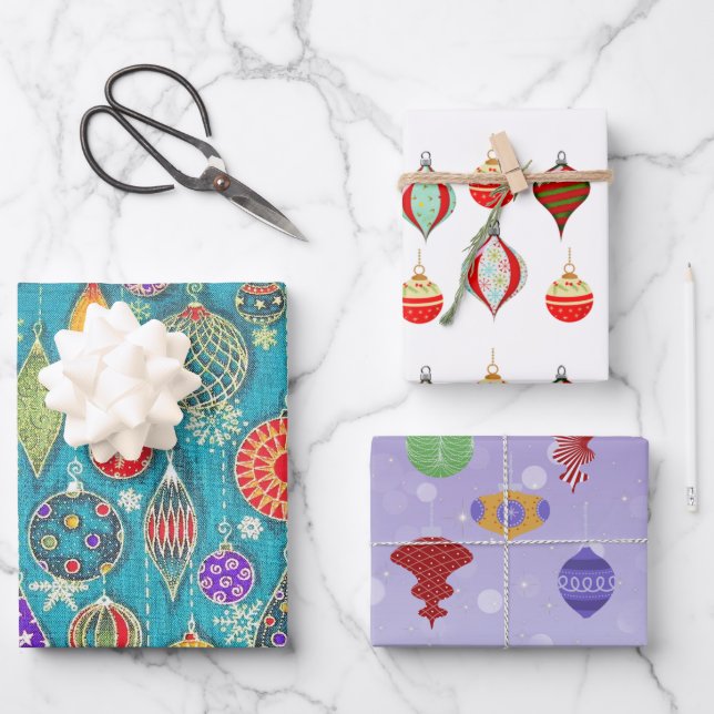 Ornamentos de Navidad retro Envolver hojas de pape (Anverso)