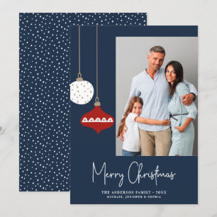 Ornamentos de Navidad retro Tarjeta de vacaciones