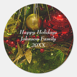 Ornamentos de Navidad Rojo y Oro Pegatina de árbol