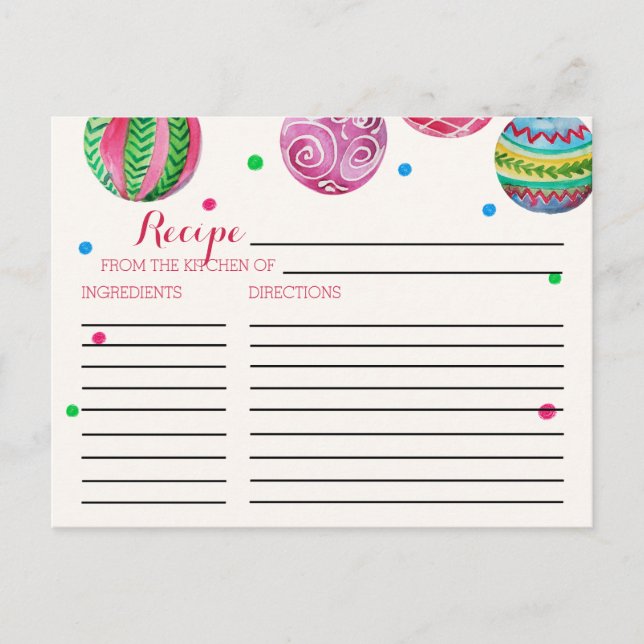 Ornamentos de Navidad Tarjetas de Receta de Ducha  (Anverso)