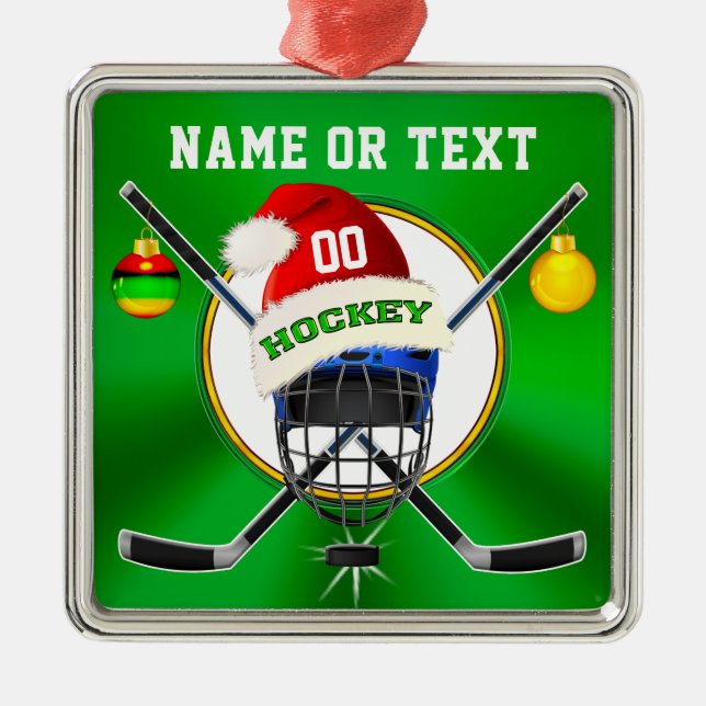 Ornamentos de Navidad únicos de hockey, personaliz (Frente)