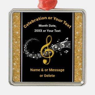 Ornamentos de notas de música personalizadas Black