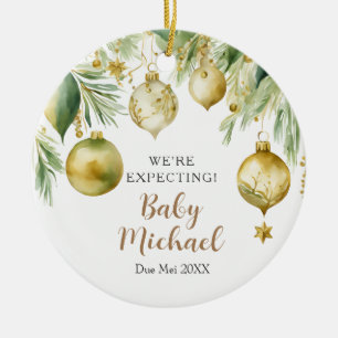 Ornamentos de oro de árbol de Navidad que esperamo