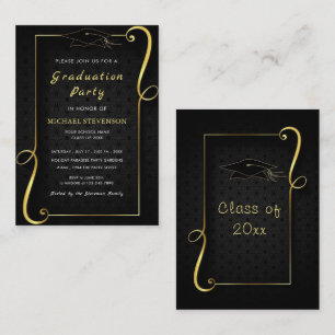 Ornamentos de oro negro con marco de invitación a