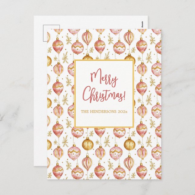 Ornamentos de oro rosa Navidad vintage (Anverso / Reverso)