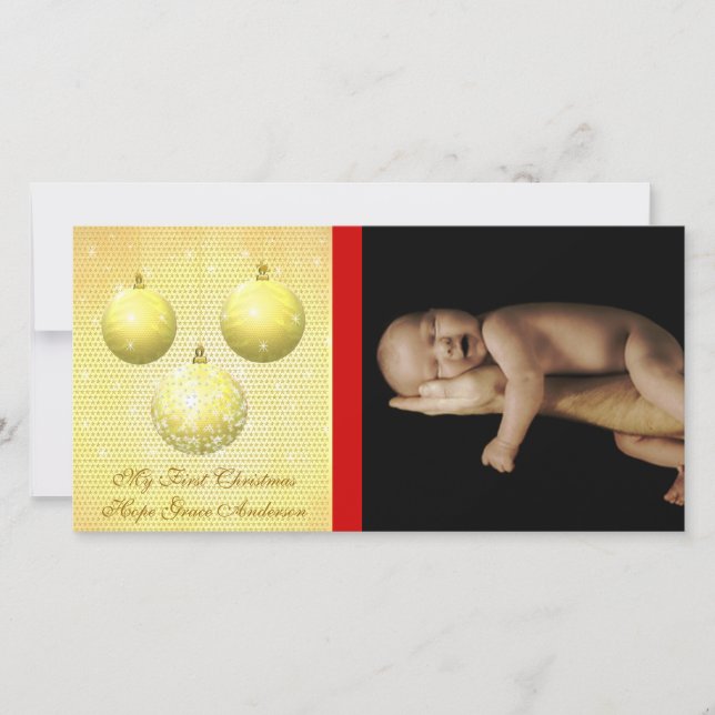 Ornamentos de oro Tarjeta de foto para bebé de mis (Anverso)