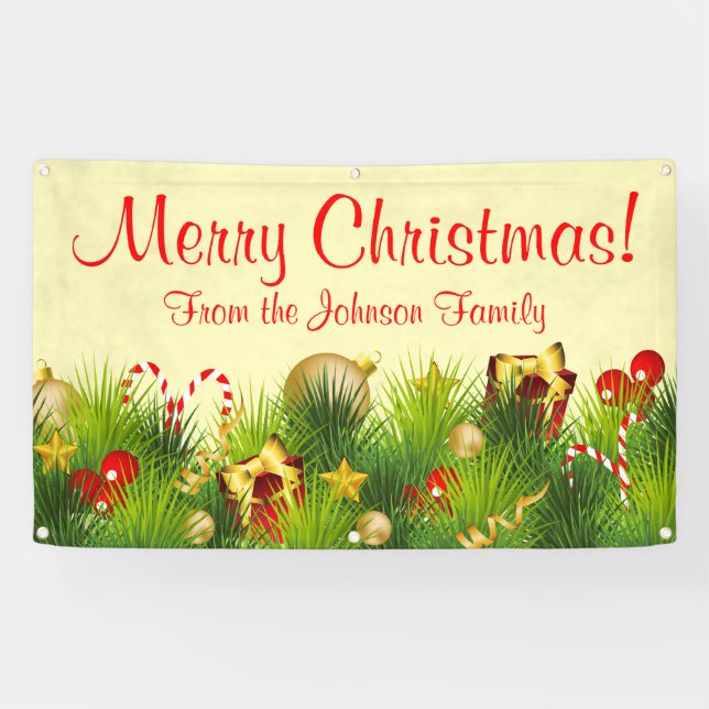 Ornamentos de regalos de pancartas de Navidades pe (Horizontal)