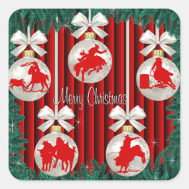 Ornamentos De Rodeo En Pegatinas De Feriados Rojos