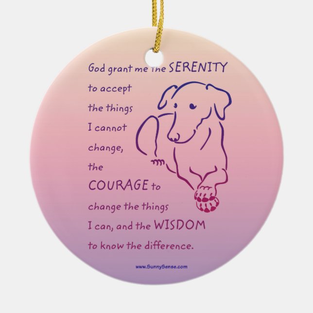 Ornamentos de Serenity Prayer con Perro (Frente)