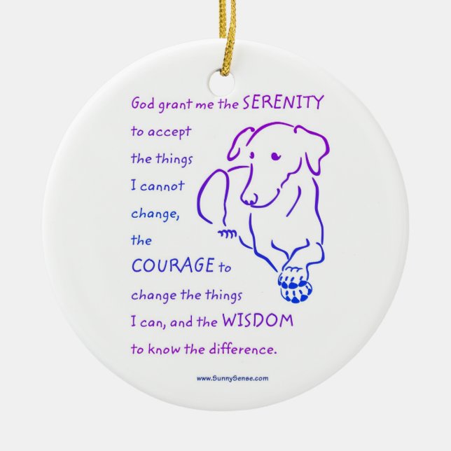 Ornamentos de Serenity Prayer con Perro (Frente)