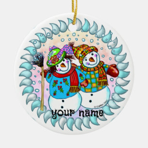 Ornamentos de Snowman Couple