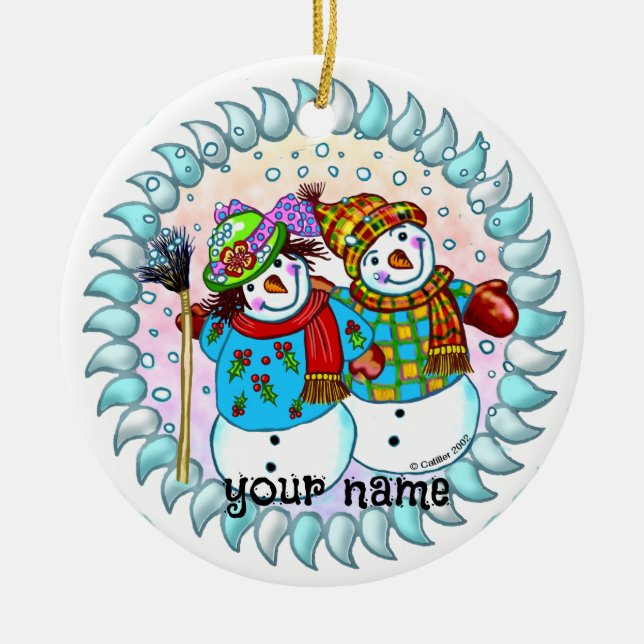 Ornamentos de Snowman Couple (Frente)