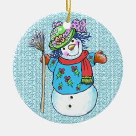 Ornamentos de Snowman Lady Snowman