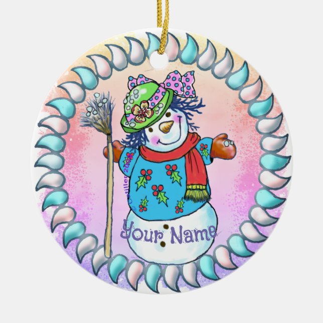 Ornamentos de Snowy Lady Snowman (Frente)