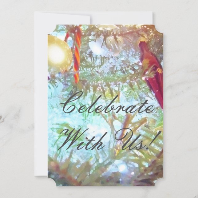 Ornamentos de vacaciones en la ligera invitación (Anverso)