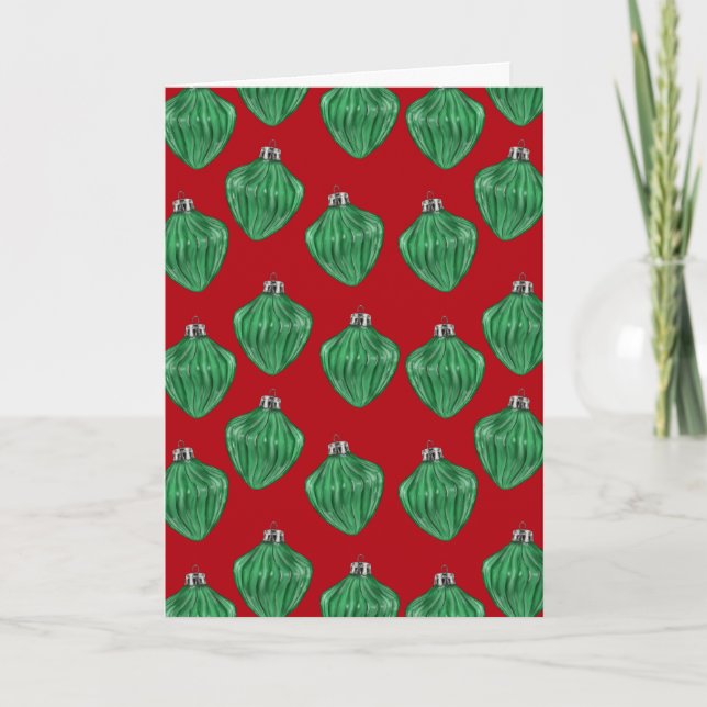 Ornamentos de vidrio verde - Tarjeta roja (Anverso)