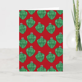 Ornamentos de vidrio verde - Tarjeta roja