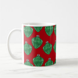 Ornamentos de vidrio verde - taza de café rojo