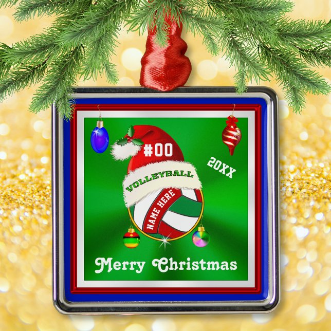 Ornamentos de voleibol personalizados, nombre, núm (Volleyball Christmas Ornament. Volleyball Christmas gifts. Volleyball ornament. Volleyball gifts.)