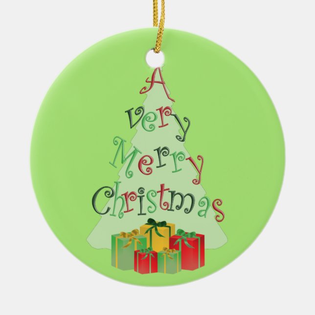 Ornamentos del Árbol de Navidad de Feliz (Frente)