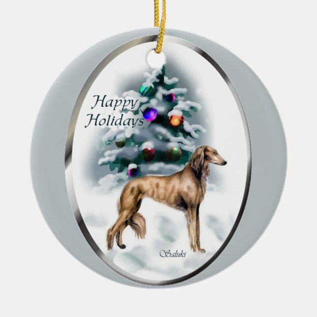 Ornamentos del árbol de Navidad Saluki (Frente)