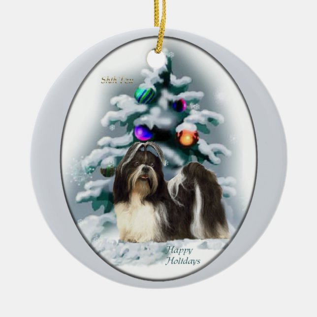Ornamentos del árbol de Navidad Shih Tzu (Frente)