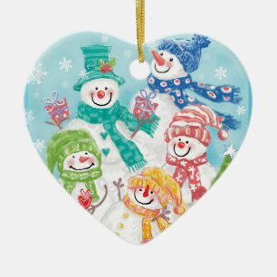 Ornamentos del navidad de la familia del muñeco d