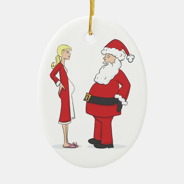 Ornamentos del navidad del embarazo - óvalo RUBIO (Frente)