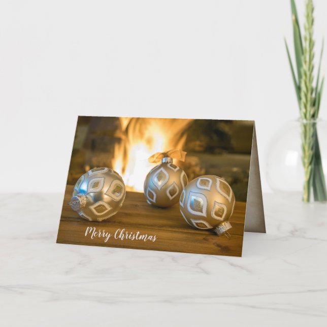 ornamentos del navidad del oro por la chimenea (Anverso)