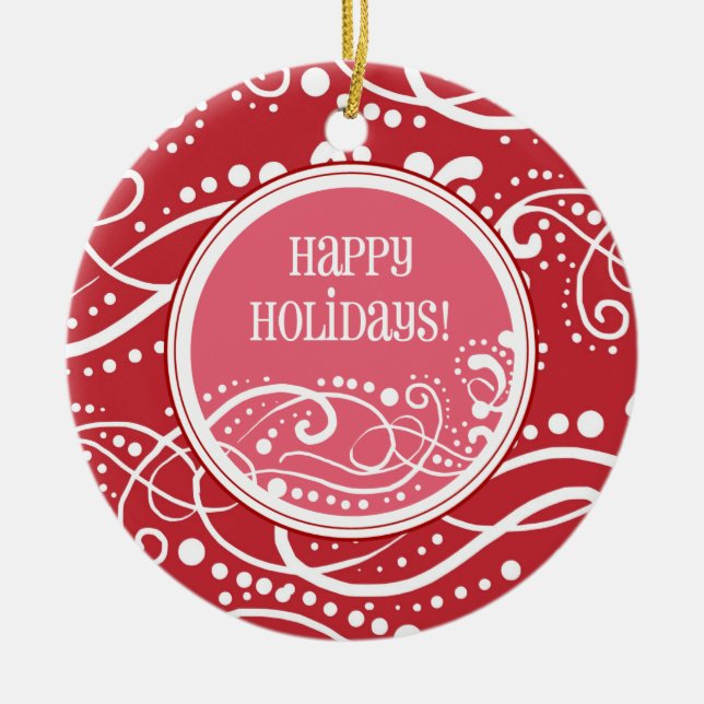 Ornamentos divertidos de navidad rojos y rosados (Frente)