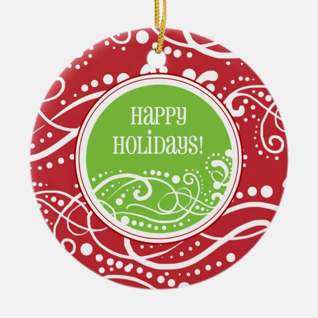 Ornamentos divertidos de navidad rojos y verdes de (Frente)